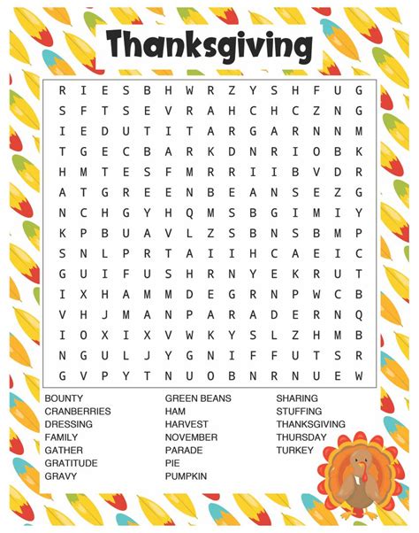 Free Printable Thanksgiving Word Searches