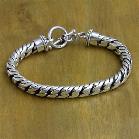 Sterling Silver Chain Bracelet Strength Novica