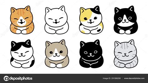 Cat Vector Kitten Breed Calico Icon Logo Symbol Cartoon Character