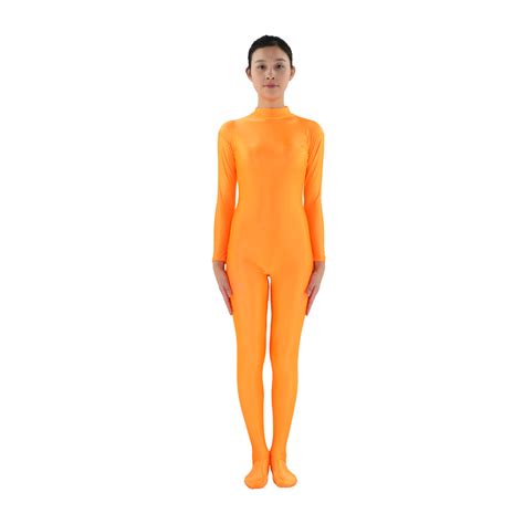 Adult Lycra Spandex Zentai Turtleneck Full Body Suit Unitard Women Long