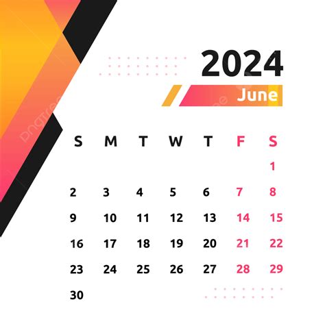 June 2024 Monthly Calendar Design Vector Calendar 2024 June 2024