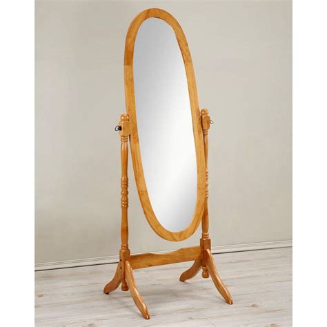 Cheval Floor Mirror Wood Full Length Oval Shape Free Standing Wooden