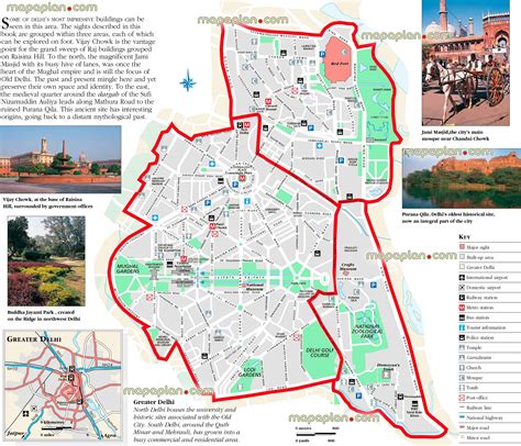 Delhi Map New And Old Delhi English Photo Image Guide With