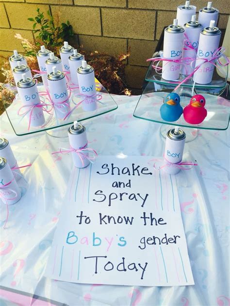 Oftentimes, gender reveal parties are held in the place of a baby shower, and both men and women are invited to the event. #Gender #reveal #sillystring | Gender reveal party games ...