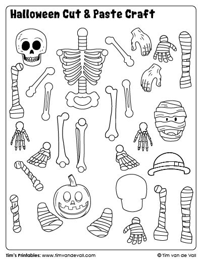 Halloween Cut And Paste Craft Sheet 1 Tims Printables