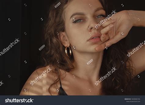 Portrait Beautiful Curlyhaired Woman Pierced Nose Stock Photo Shutterstock