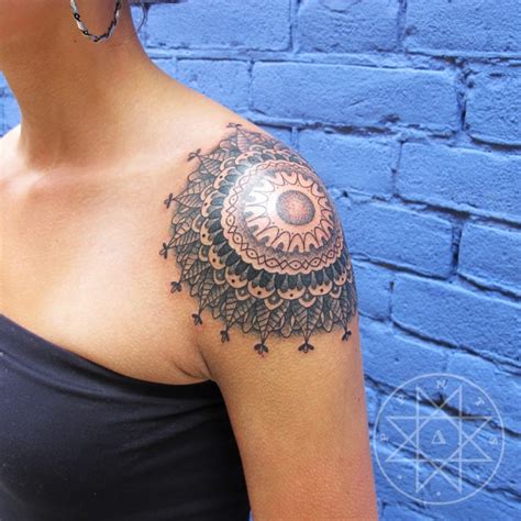 Mandala Tattoo On Girl Left Shoulder