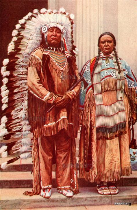 The Sioux Chief And Woman Native American Photochrome