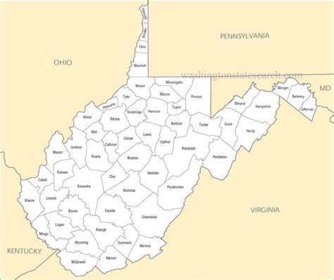 ♥ A Large Detailed West Virginia State County Map