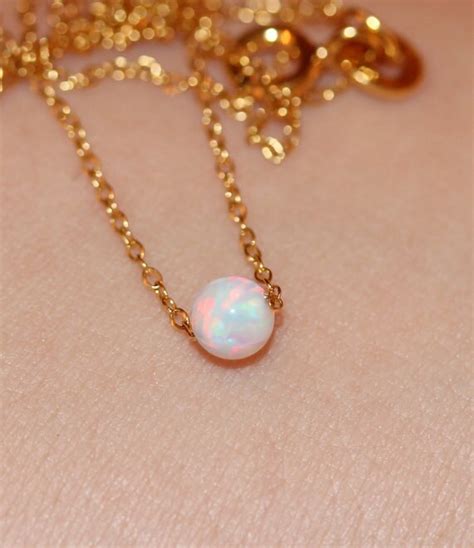 Opal Necklace Tiny Dot Necklace Opal Bead Necklace Everyday