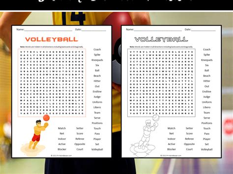 Volleyball Word Search Puzzle Teaching Resources