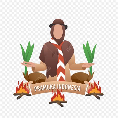Pramuka Indonesian Camp Vector Cartoon Png Design Pramuka Indonesia