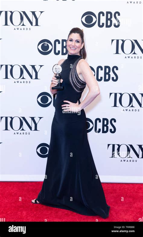 New York Ny June 9 2019 Stephanie J Block Holding Tony Award And Posing In Media Room At