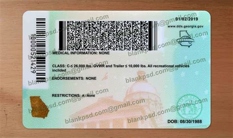 Fake Georgia Drivers License New V2 Blank Psd