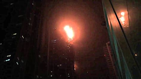 The Marina Torch In Dubai On Fire Burning Torch Tower In Dubai In