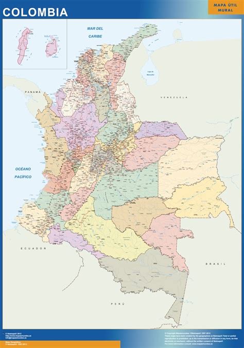 Colombia Map Wall Maps