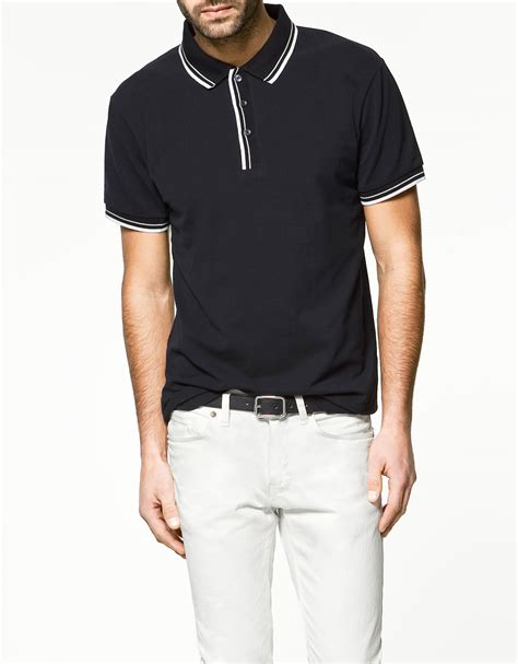 Zara Tipping Polo Shirt In Blue For Men Navy Lyst