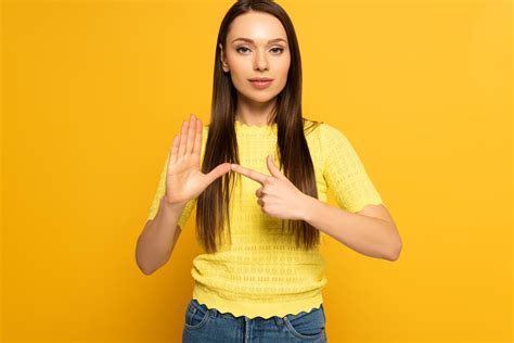 Attractive Girl Using Sign In Deaf And Free Stock Photo And Image