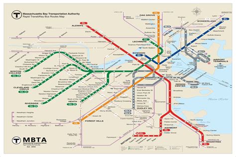 Boston Subway Map Boston Metro Map Subway Map Boston Map Subway Art