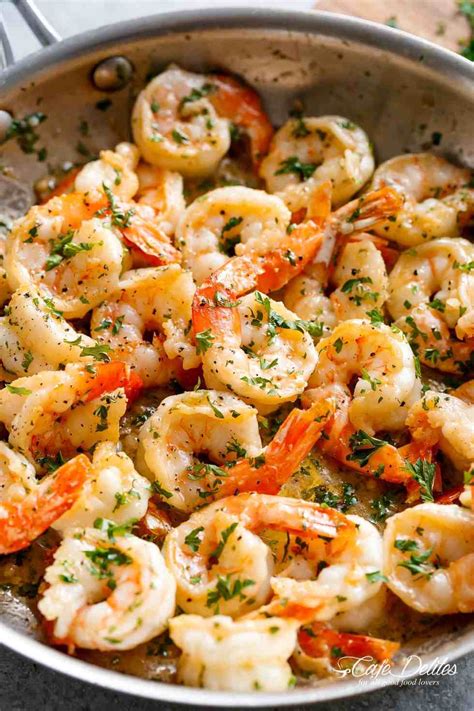 A creamy garlic prawn pasta with a garlic infused silky creamy sauce and plump prawns. Garlic Butter Shrimp Scampi - Cafe Delites