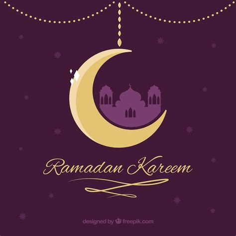 Achtergrond Van Ramadán Met Gouden Maan Gratis Vector