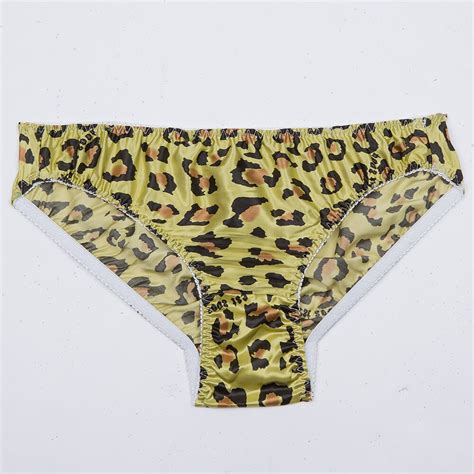 Women Sexy Leopard Print Panties Silk Satin Underwear Briefs Thong