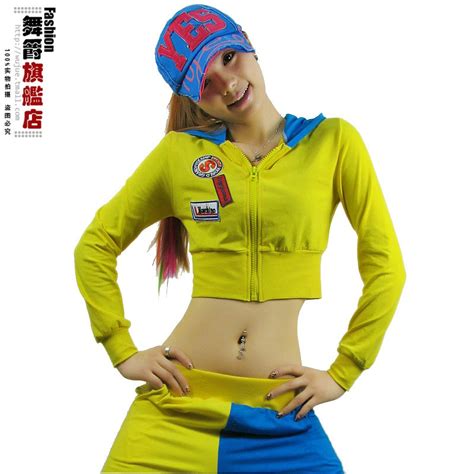 2014 New Fashion Women Dance Hip Hop Short Top Sweatshirt Female Jazz Costume Neon Performance
