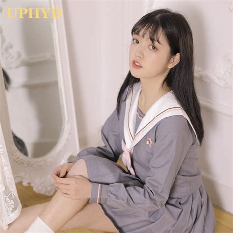 Uphyd Cute Sailor Uniforms Anime Kawaii Student School Long Sleeve Knit