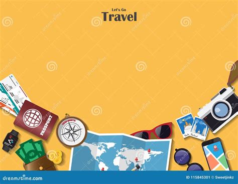 Travel And Journey Infographic Background Vector Flat Design Te Stock
