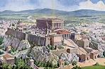 La Acrópolis en Atenas en la antigua Grecia, 1914