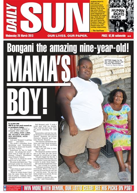 Find breaking us news, local new york news coverage, sports, entertainment news, celebrity gossip, autos, videos and photos at nydailynews.com. "Mama`s boy! Bongani the amazing nine-year old!" - Daily ...