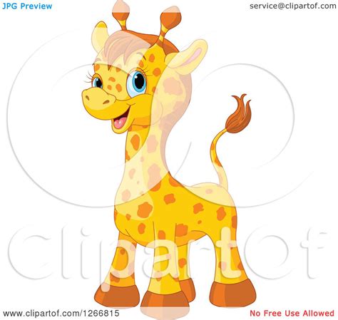 Clipart Of A Cute Happy Blue Eyed Baby Giraffe Royalty