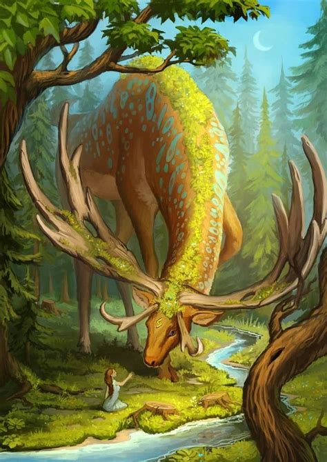 Deer God By Alexandra Semushina Imaginarymonsters Fantasy Artwork