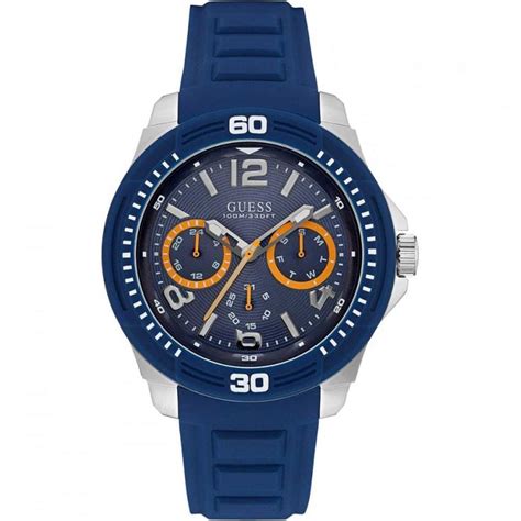guess men s tread blue silicone strap watch watches from francis and gaye jewellers uk