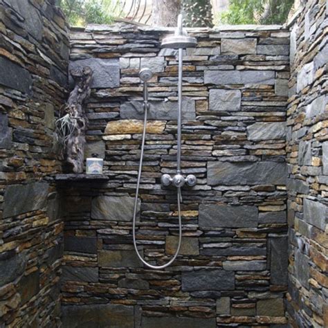 When working with wood outdoors, keep first up: Apartments Amazing Small Outdoor Shower Area With Brick ...