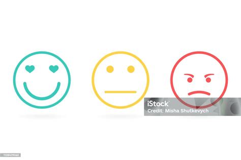 Emotions Positive Negative And Neutral Faces Red Yellow Green Smileys