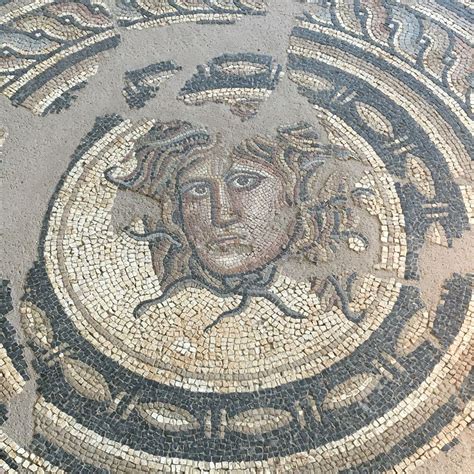 Head Of Medusa House Of Dionysos Dion Archeological Museum Greece