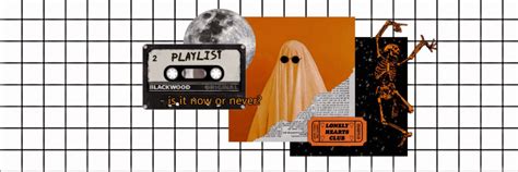 Orange Dark Black Ghost Fun Grunge Aesthetic Vintage Twitter Header