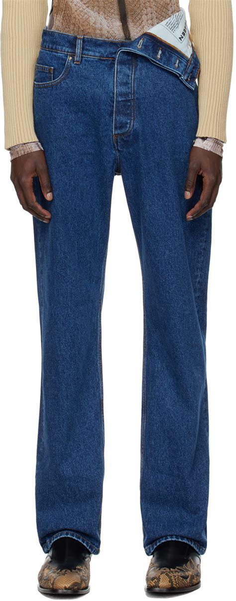 Yproject Blue Asymmetric Waist Jeans Yproject