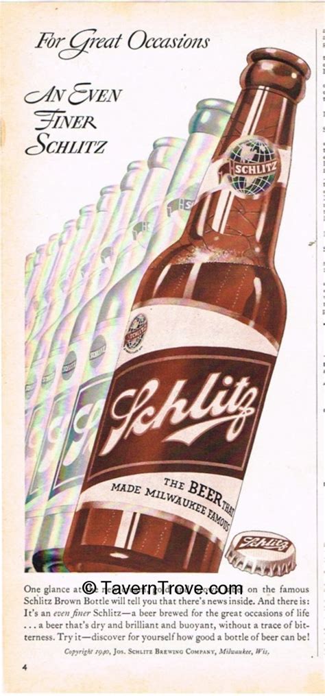 Item 80188 1940 Schlitz Beer Paper Ad