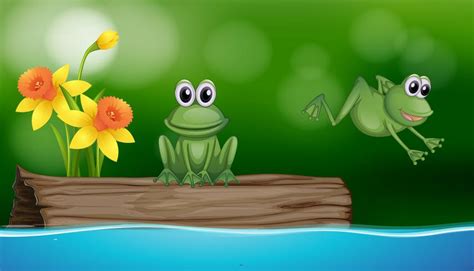 Logging in to frog vle! Two green frogs at the pond scene - Download Free Vectors ...