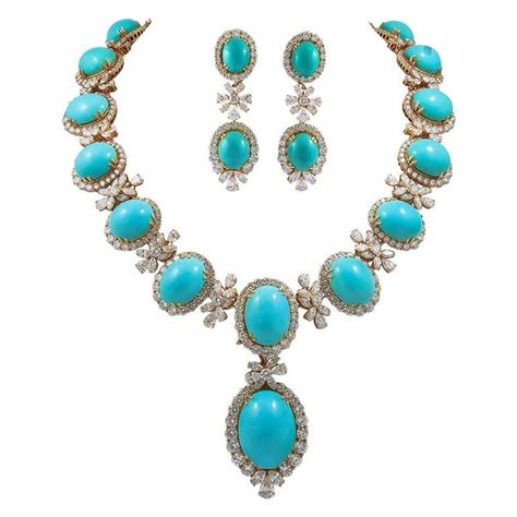 Premium Quality Turquoise Necklace With Earrings Gleam Jewels