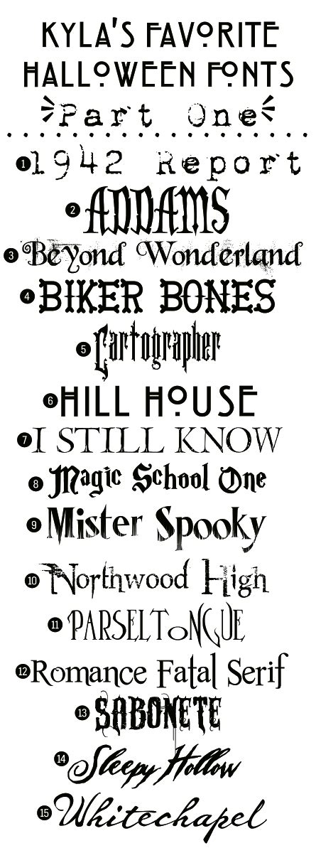 Kylas 15 Favorite Spooky Fonts Part 1 Here 15 Great Spooky Fonts