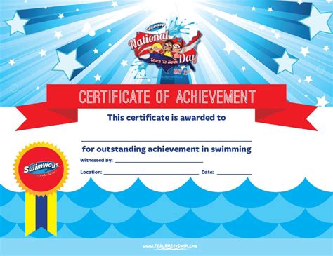 Certificate Of Achievement In Swimming Pdf Format E With Free Swimming