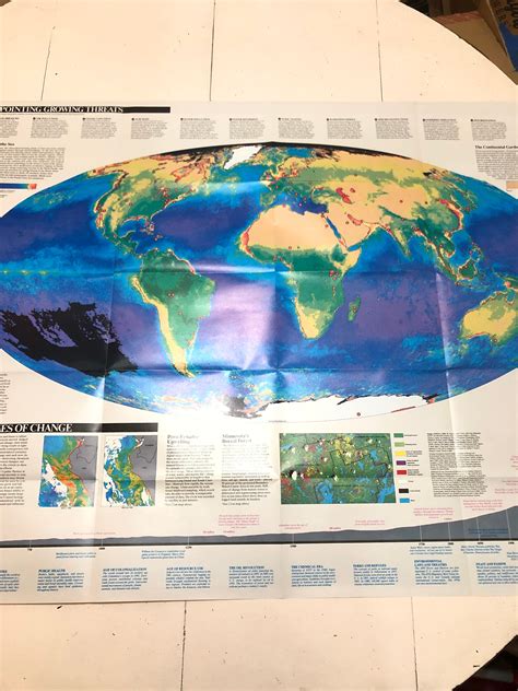 Vintage National Geographic Endangered Earth World Map 1988 Etsy
