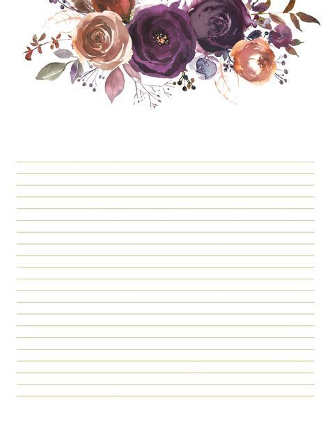Printable Letter Paper Floral 2 Stationery Writing Floral