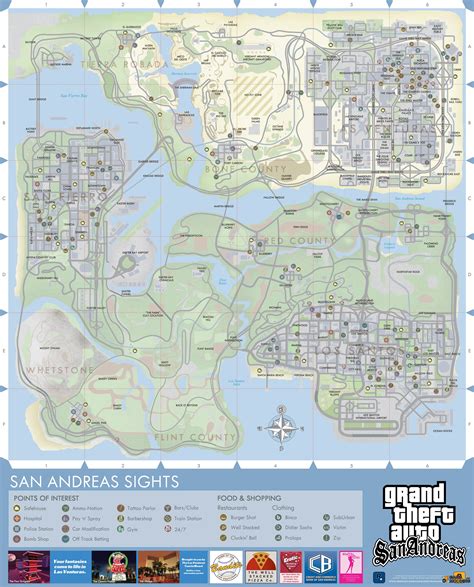 Map Of Attractions For Gta San Andreas