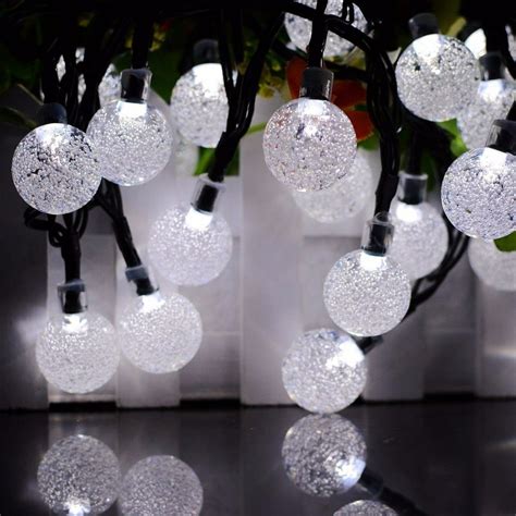 20ft 30 Led Solar String Ball Lights Outdoor Waterproof Warm White Garden Décor Cool White