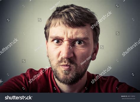 Rage Angry Young Man Tense Face Front View Stock Photo 285118952