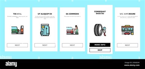 Gas Station Refueling Equipment Onboarding Icons Set Vector Stock
